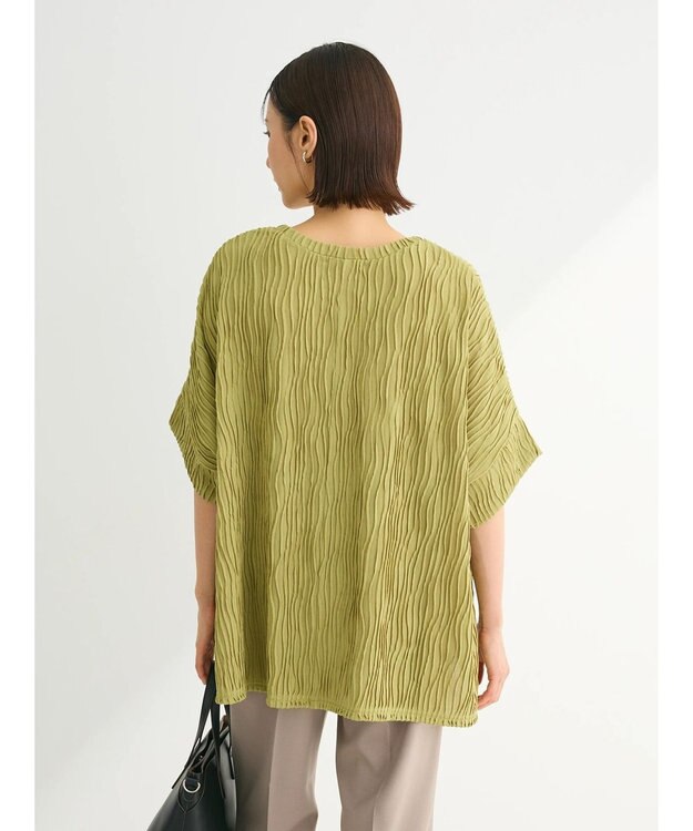 Green Parks カットジャガード裾ドッキングプルオーバー Green