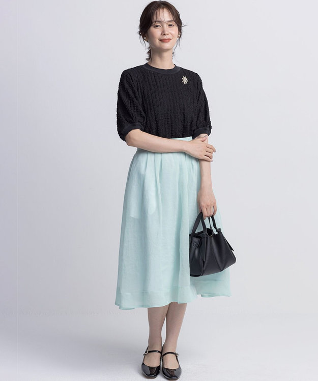 組曲 S 【WEB限定】シアーボイルタックフレア スカート スモーキーグリーン系