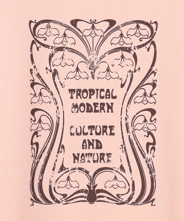 自由区 L アートグラフィック Tシャツ サーモンピンク