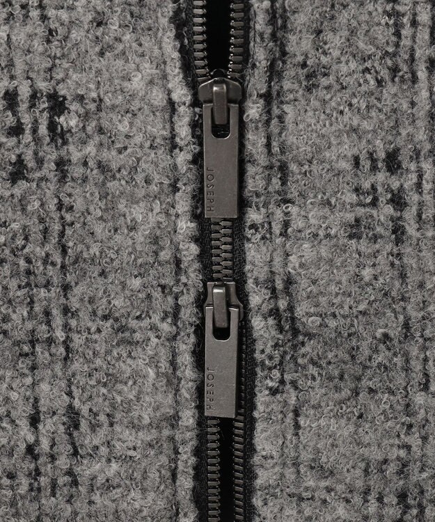 JOSEPH HOMME レザーブロックブークレ　ブルゾン ライトグレー系