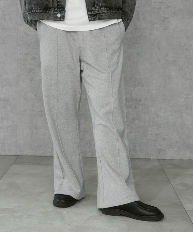 WEGO 【ウエストゴム】スウェットフレアパンツ 杢グレー