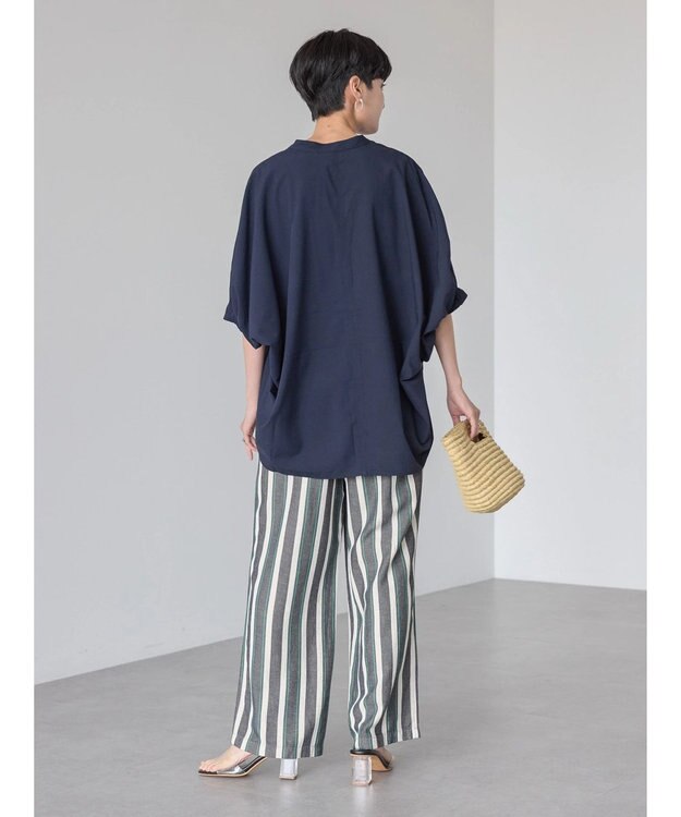 AMERICAN HOLIC 接触冷感＋ＵＶカット　ギャザースリーブブラウス Navy