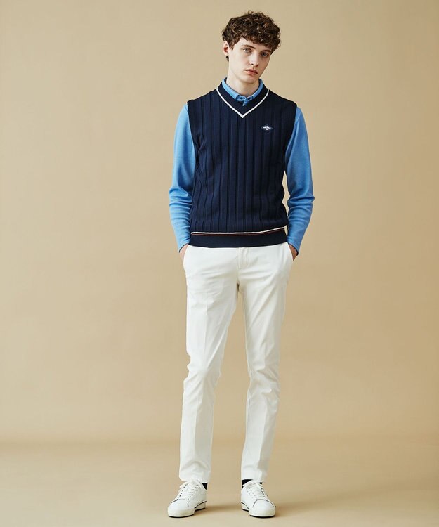 23区GOLF 長く愛せる定番人気！【MEN】【日本製】ハニカムカノコ 長袖ポロシャツ サックスブルー系