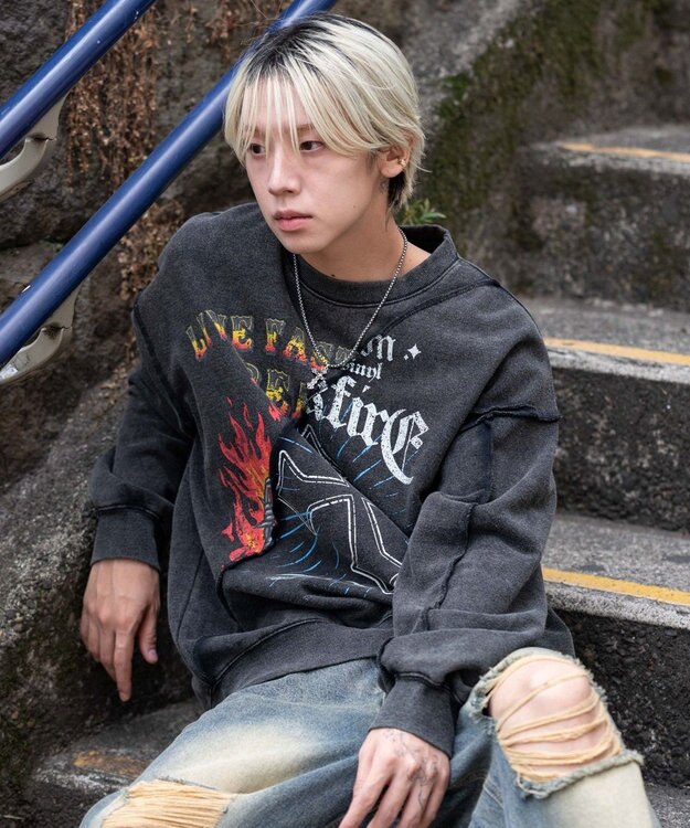 WEGO 【ユニセックス着用ITEM】ヴィンテージグラフィックドッキングプルオーバー 柄1