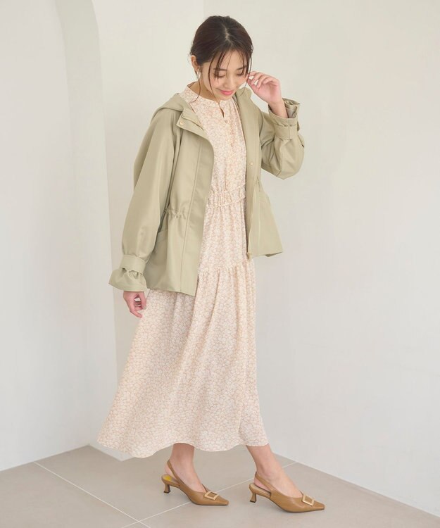 Feroux 【洗える】フラワープリントドロスト ワンピース ピンク系