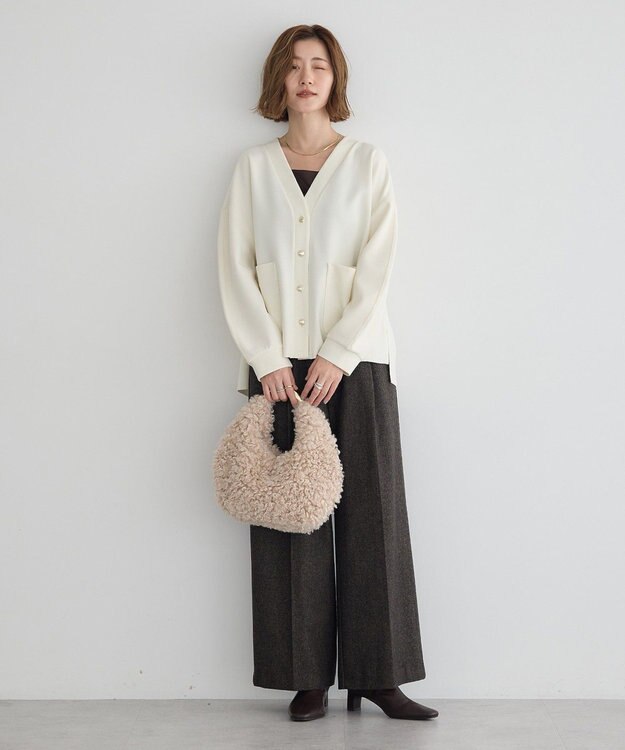 YECCA VECCA 金釦カットジョーゼットカーディガン Ivory