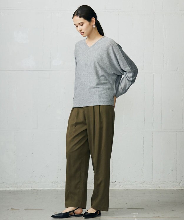 自由区 L 【カタログ掲載】ファインウールカシミヤドルマンシルエット ニット グレー系