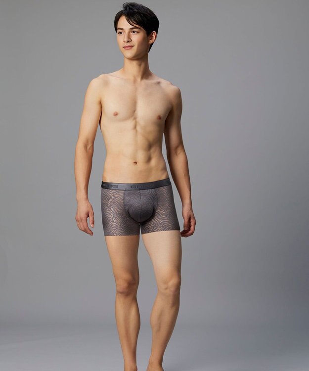 WACOAL MEN ボクサーパンツ【レースボクサー】フロント快適グラマラス 通気性 フリーなカッティング(裾部分) 前閉じ レース 下着 GT3341 /ブロス バイ ワコールメン グレー