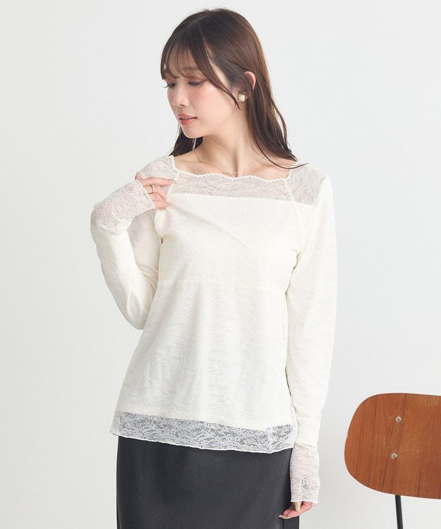 earth music&ecology 【吸湿発熱】【2WAY】あったかフェミニンインナー（２ｗａｙネック） Off White