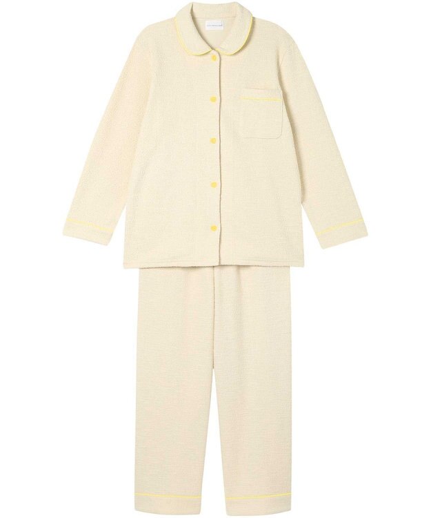 une nana cool 【綿混】カジュアルスラブツィード 長袖開襟パジャマ アイボリー