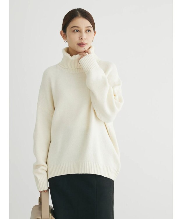 Green Parks ｆｕｗａっとメランジタートルニットプルオーバー Light Beige