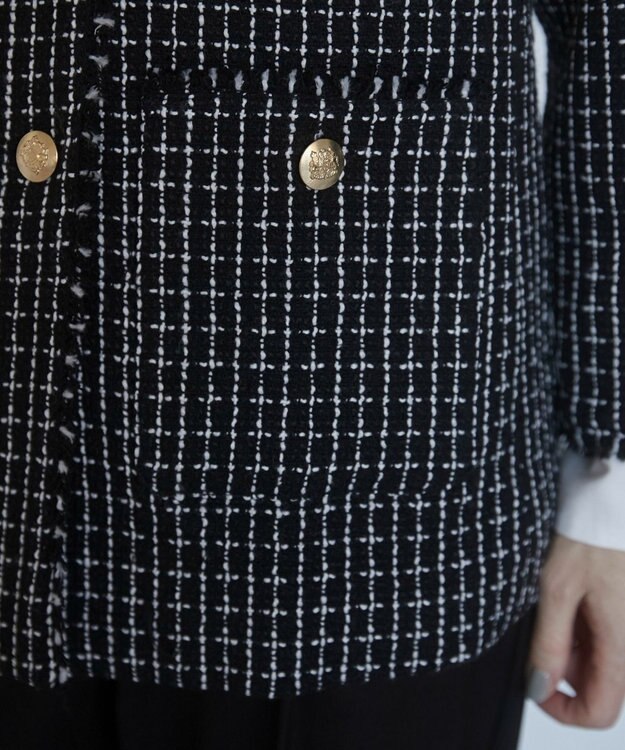 WEGO 【ANGIE VINTAGE/オケージョン対応 / セレモニー対応】ノーカラー ツイードジャケット ブラックその他