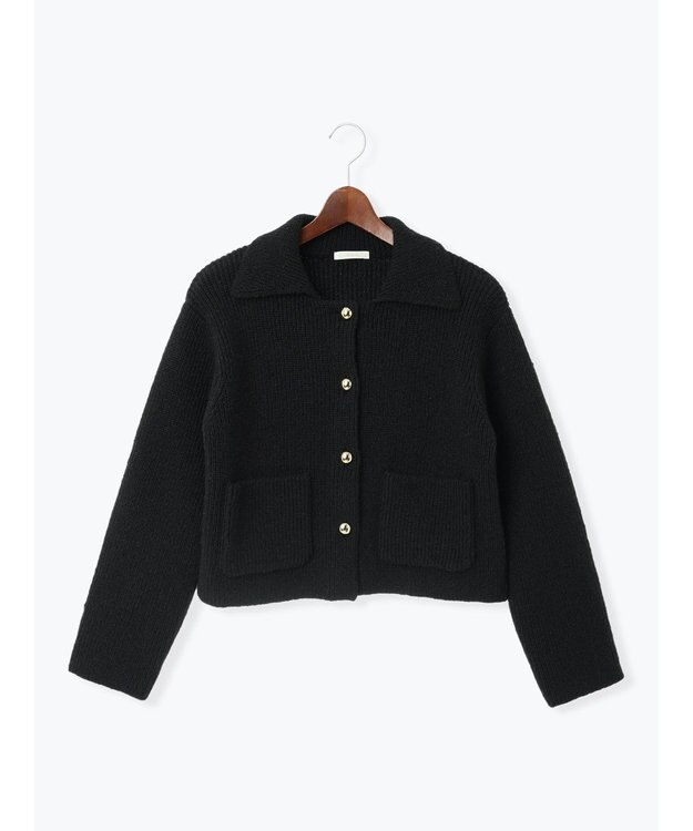 Te chichi フラットカラーメタル釦ニットジャケット《2025winter catalog item》 ブラック