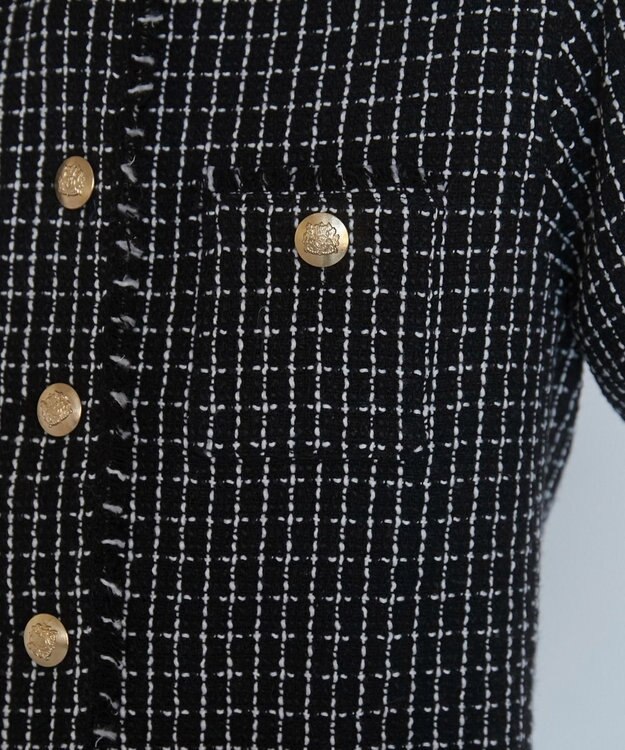 WEGO 【ANGIE VINTAGE/オケージョン対応 / セレモニー対応】ノーカラー ツイードジャケット ブラックその他