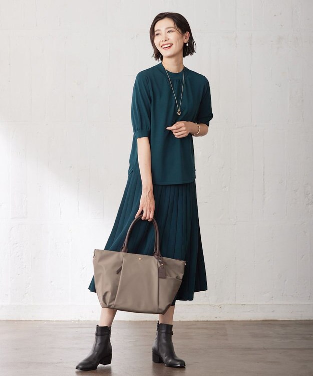 J.PRESS LADIES L 【洗える】レーヨンエリートストレッチ ニット スカート ダークグリーン系