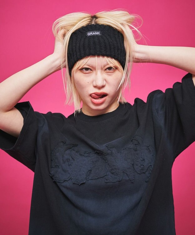 WEGO 【ユニセックス着用ITEM】ダメージアップリケグラフィックT（SS） ブラック