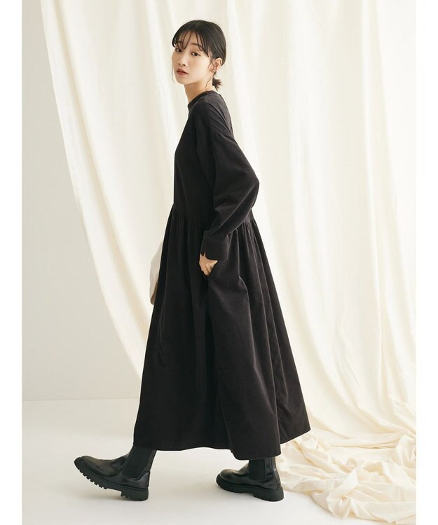 CRAFT STANDARD BOUTIQUE コーデュロイアシンメトリーワンピース Charcoal Gray