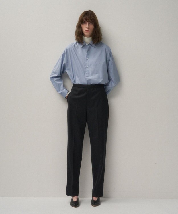 ATON COMPACT WOOL | タックパンツ BLACK