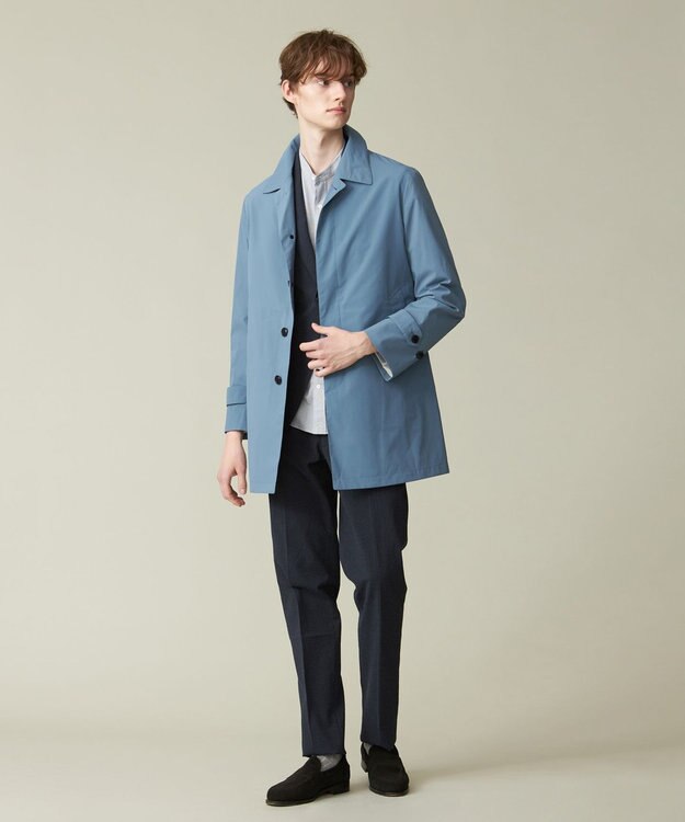 J.PRESS MEN 【ビジネス対応可】【撥水加工 / ウォッシャブル可】テクニカルライトポプリン ドレスカーコート サックスブルー系