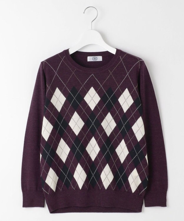 J.PRESS LADIES L 【洗える】アーガイル ツイン ニット パープル系