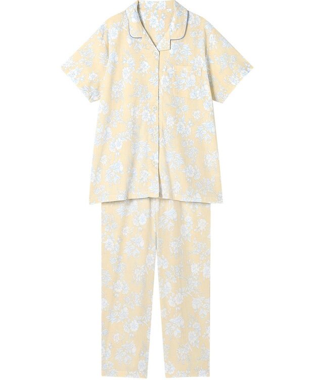 Wing パジャマ 5分袖 半袖 長ズボン 綿100%(本体) 楊柳素材 3Lまで対応 大きいサイズ 夏 レディース EP8076 ウイング／ワコール クリーム