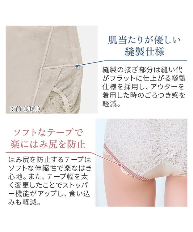 BRADELIS New York 【カヤビューティーラボ】レーシーハイウエストショーツ25 深め ハイウエスト お腹すっきり 補正 補整下着 シアーグレージュ