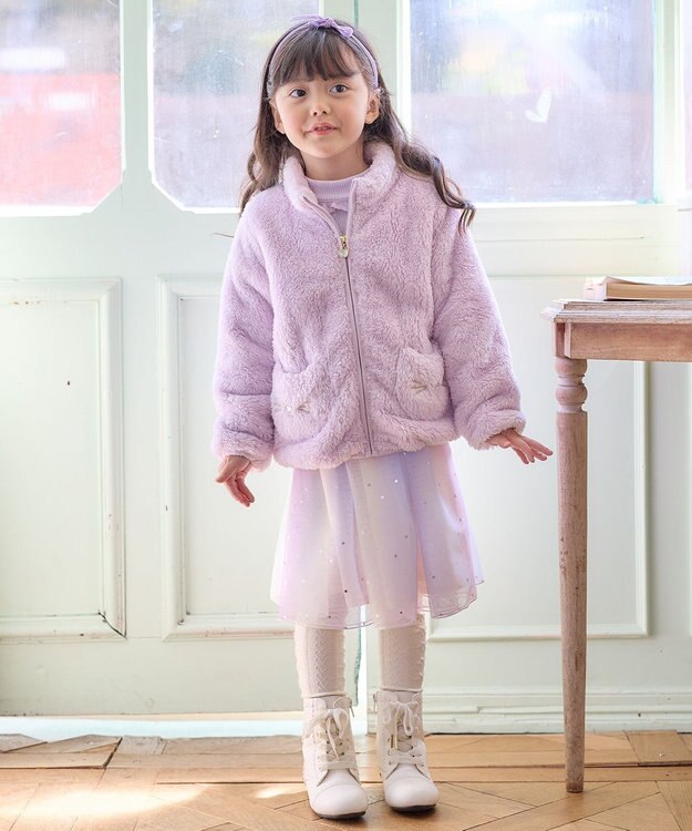 ANY KIDS ネコポケットボアブルゾン ラベンダー