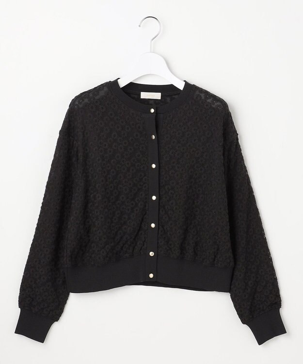 ANY SIS S レーシー ニット ブルゾン ブラック