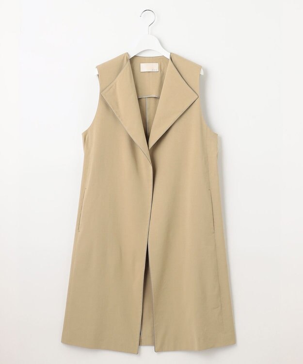 自由区 L 【洗える】テンセルリネンストレッチ ジレ ベージュ系