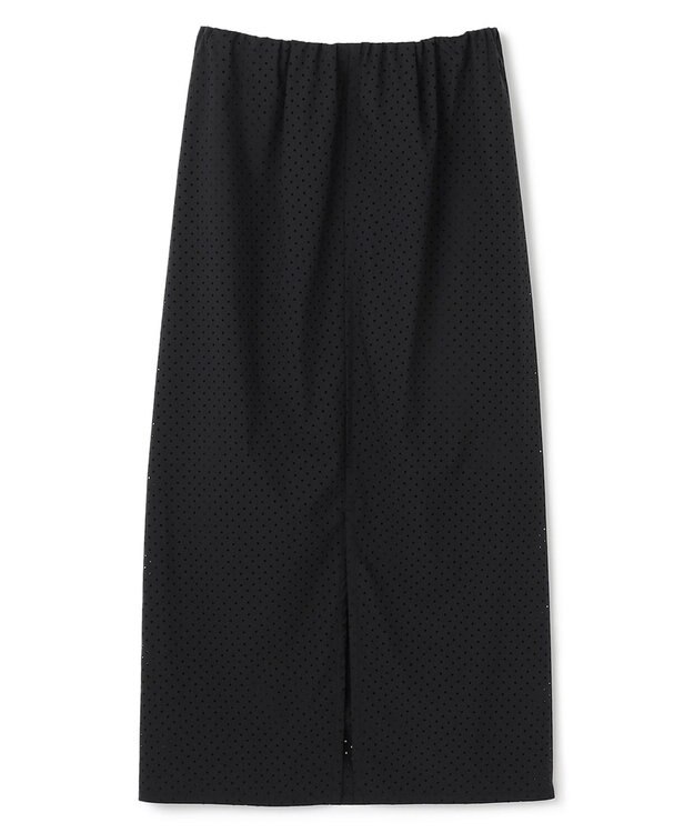 BEIGE， 【洗える】PICCOLO / パンチングドットIラインスカート Black