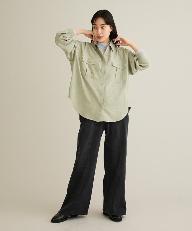 CRAFT STANDARD BOUTIQUE とろみワークシャツ Light Green