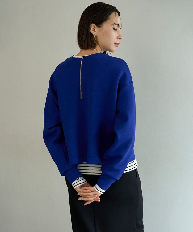 UNFILO L 【2WAY】BEAUTY FORM JERSEY ハーフZIP プルオーバー ブルー