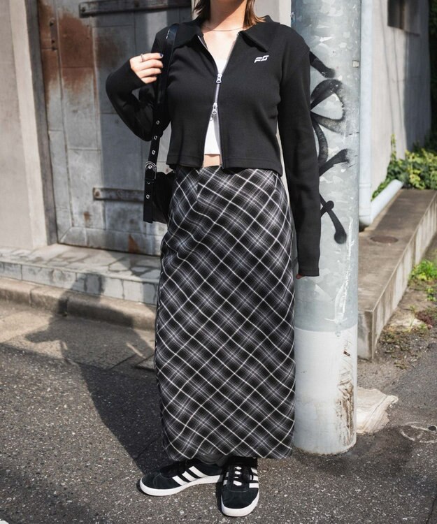 WEGO ヴィンテージウォッシュWZIPトップス ブラック