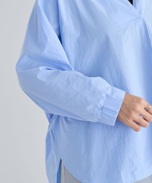 Green Parks スキッパーブラウス Sax