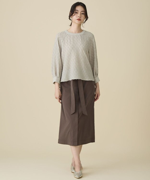 自由区 L 【セットアップ対応】ワッシャーカットジャカード ブラウス ベージュ