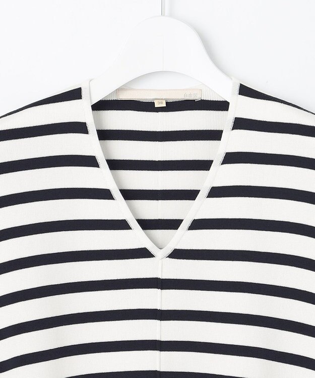 自由区 【新型登場！/WEB限定カラー有】ハイツイストコットンアセテート ニット5分袖 ホワイト系2