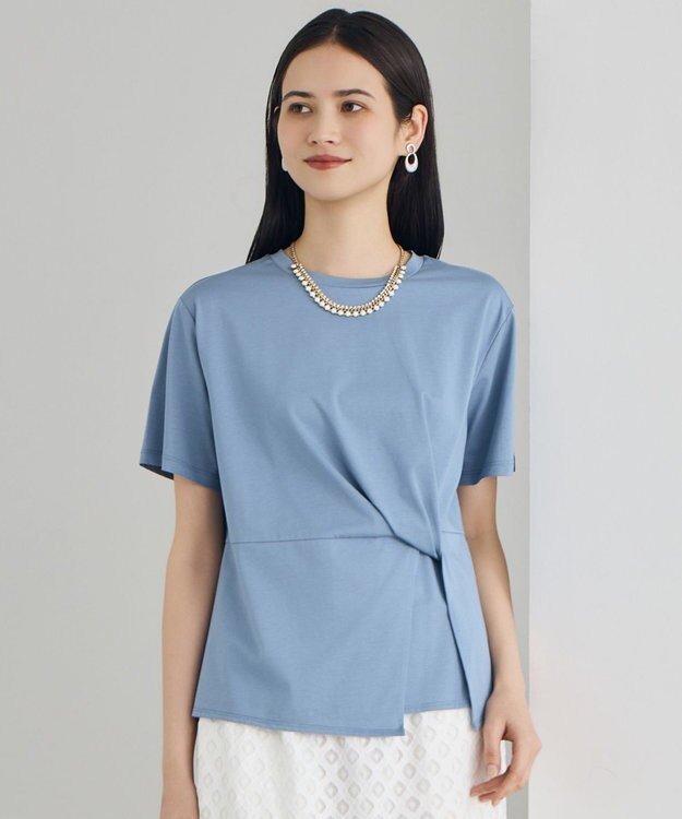 自由区 S ツイストディテール Tシャツ ブルーグレー