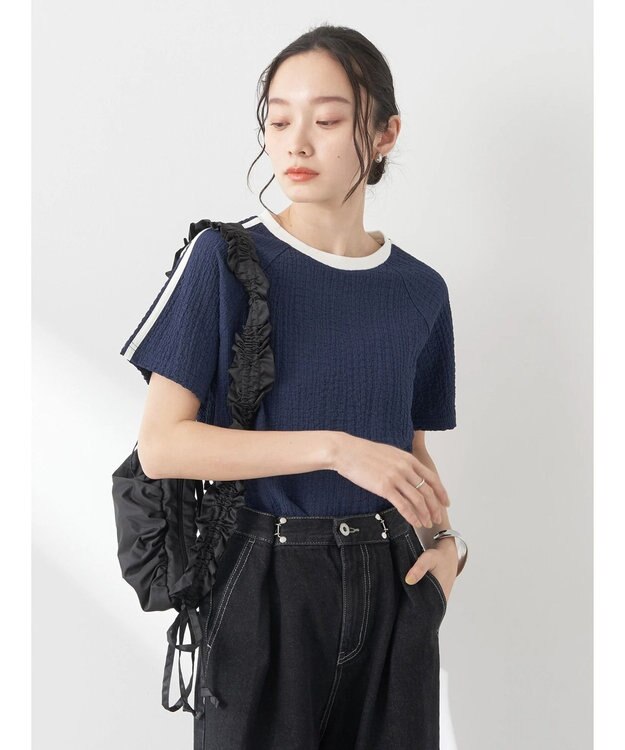 earth music&ecology ラインジャガードプルオーバー Navy