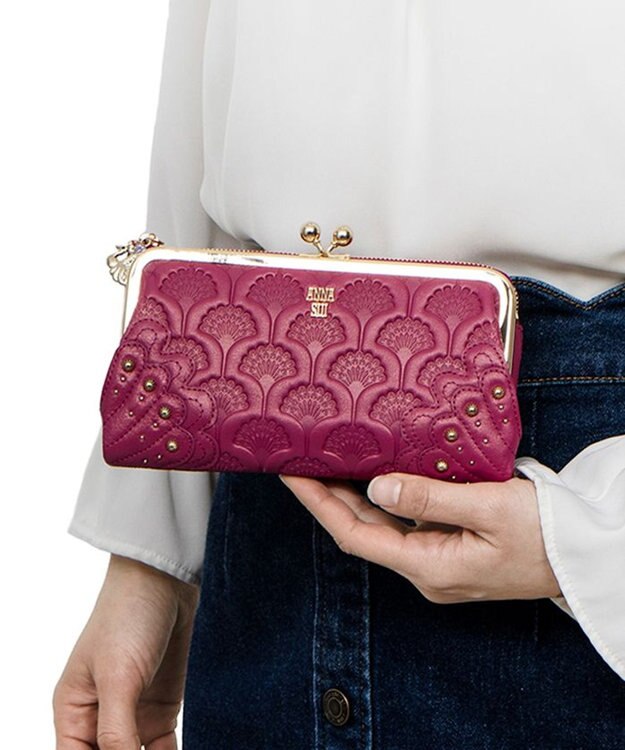 ANNA SUI ピーコック 二つ折り口金長財布 ピンク