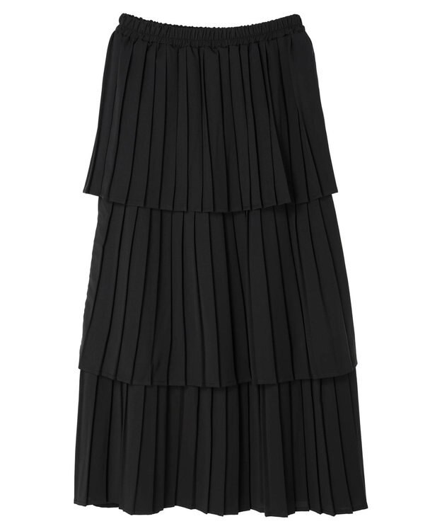 earth music&ecology ミックスプリーツティアードスカート Black