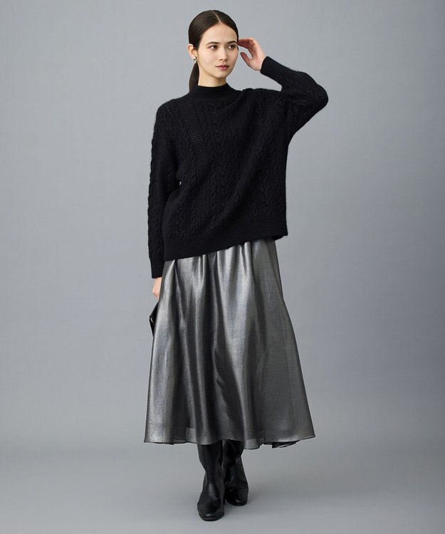 自由区 S 【SHIHOさん着用】ラメフォックスケーブル ニット ブラック