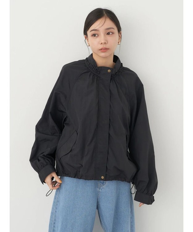 earth music&ecology スタンドフリルミリタリーブルゾン Black