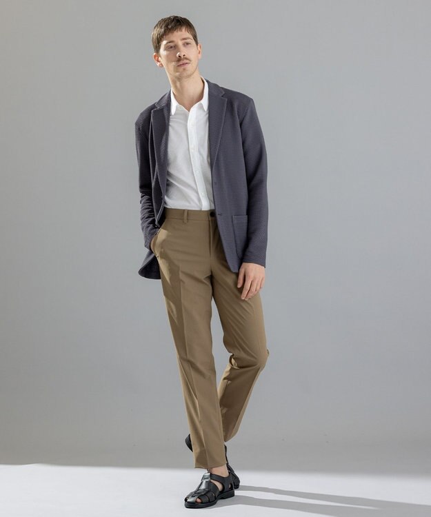 JOSEPH HOMME コンパクトサッカージャージー　レギュラーカラー半袖シャツ ホワイト系