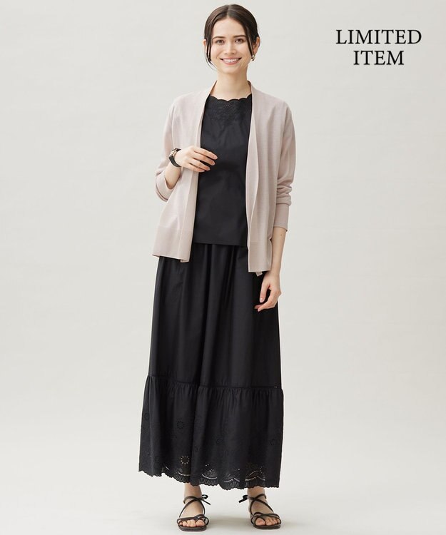 自由区 S 【WEB限定・接触冷感・洗える】エンブロイダリーローンプルオーバー ブラウス ブラック