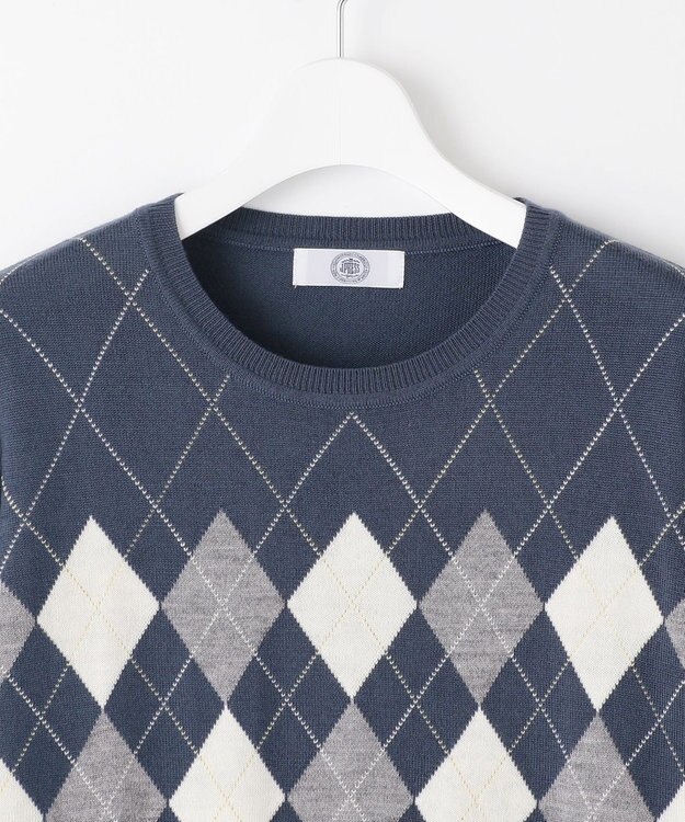 J.PRESS LADIES L 【洗える】アーガイル ツイン ニット ブルーグレー系