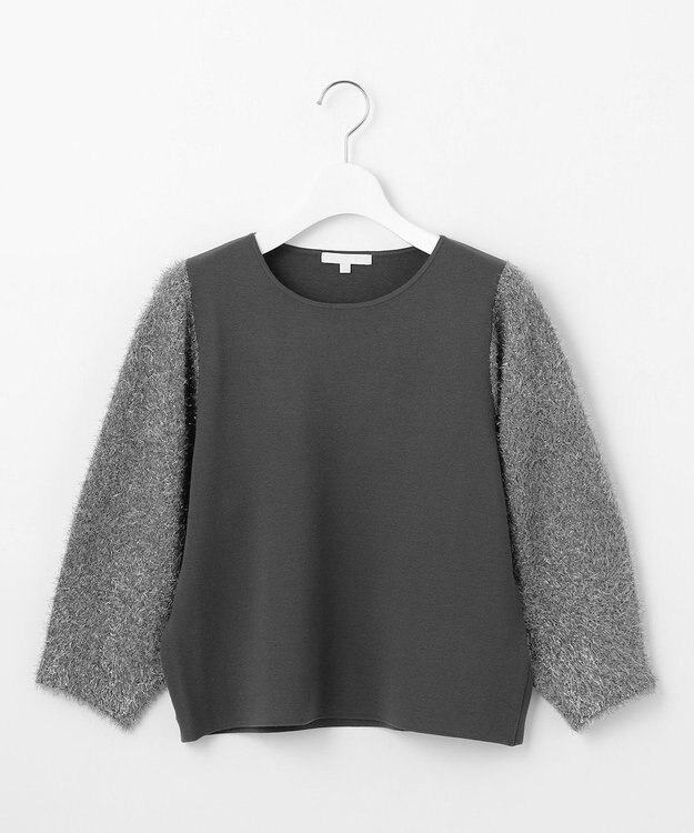 自由区 L 【洗える】フェザーラメ ニット グレー