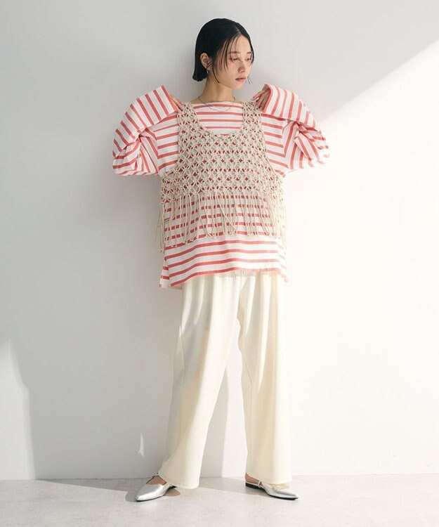 Green Parks マクラメベスト Ecru