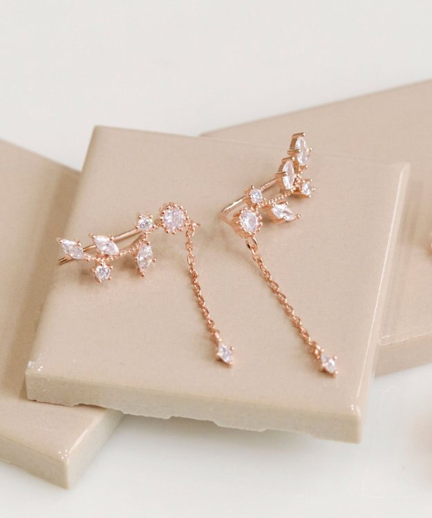 Phoebe 〈シリーズ累計販売10000点突破！〉2wayフラワリービジューピアス&イヤリング　ローズゴールド ローズゴールド