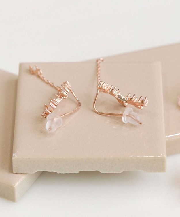 Phoebe 〈シリーズ累計販売10000点突破！〉2wayフラワリービジューピアス&イヤリング　ローズゴールド ローズゴールド