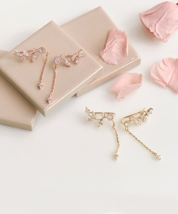 Phoebe 〈シリーズ累計販売10000点突破！〉2wayフラワリービジューピアス&イヤリング　ローズゴールド ローズゴールド